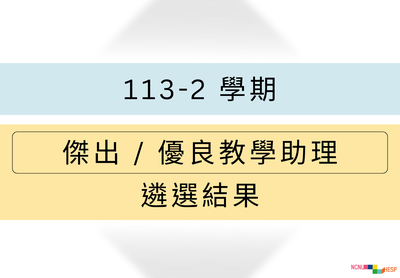 【A-2 跨域共學知能提升】113-2學期傑出優良教學助理遴選結果圖片